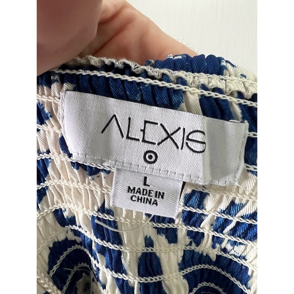 🫆PRICE DROP🫆Alexis blue botanical tie strap asymmetrical hem dress - size L 🤍💙🏝️ - Picture 7 of 12